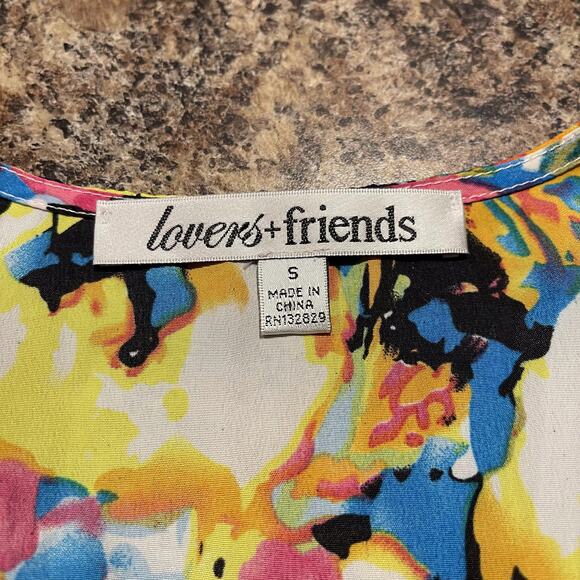 Lovers + Friends Womens Top Floral Scoop Neck High Low Watercolor Size Small FF - Picture 3 of 6